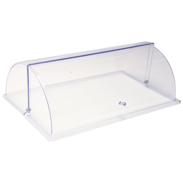 Cadco Clear Rolltop Lid fits over (3) third size or (2) half size 2-1/2" deep steam pans C-DPF2-HD - main